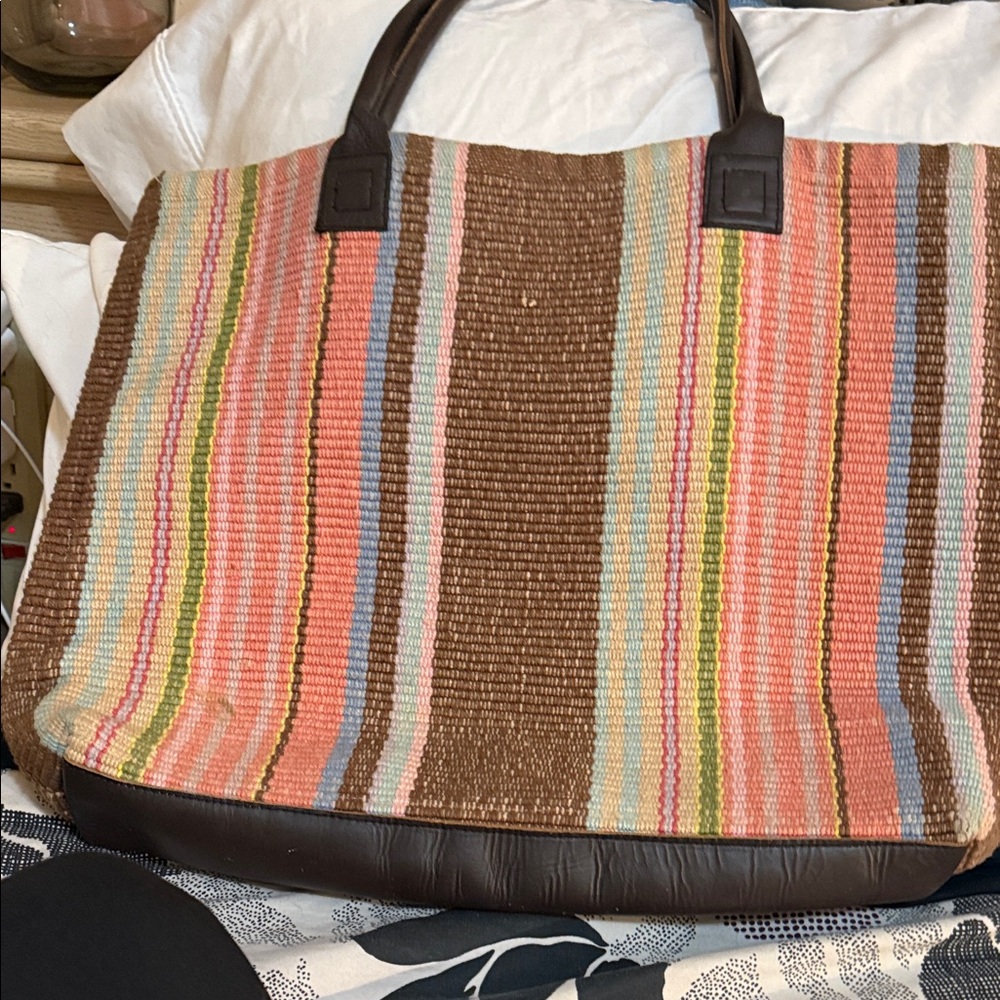 Large Dash & Albert Handwoven Striped Multicolor Tote Bag